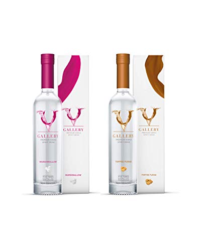 V Gallery Premium Marshmallow and Toffee Fudge Flavoured Vodka Spirit Drinks 50 cl (Case of 2) 21% ABV