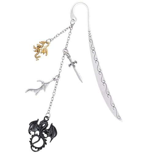 Berirexrion Fantasy Fourth Wing Bookmarks - Dragon Sword Bookmark Gifts Reading Men Book Lovers Cool Merch Metal Page Markers Novel Fans Boys Bookish Students Teachers Birthday School Office Supplies