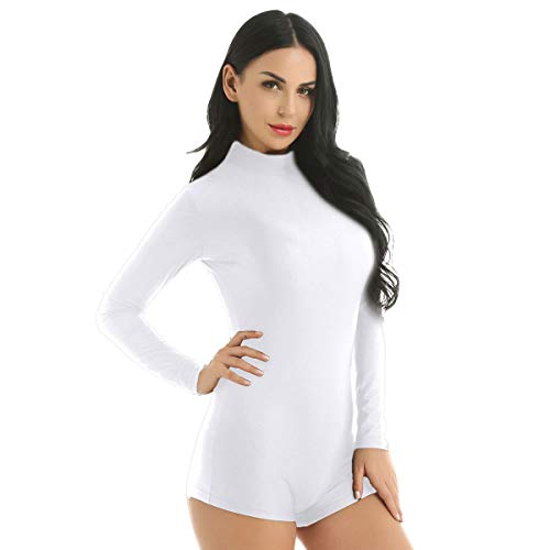 image for YONGHS Women's Mock Neck Long Sleeve Gymnastics Ballet Dance Short Leo