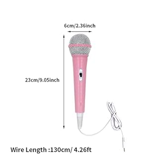 EKDJKK Wired Microphone, Portable Wired Dynamic Microphone 3.5mm Jack Lightweight No Battery Singing Mechine Home Wired Handheld Microphone for Kids (Pink)