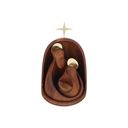Nambe Nested Nativity, Heilige Familie Baby Jesus Figur Szene, Stern von Bethlehem, Akazienholz Cover