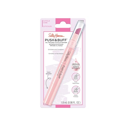 Sally Hansen Push & Buff 2-in-1 Cuticle Care Treatment Pen | Exfoliates, Polishes and Smooths Cuticles | Textured Tip for Instant Results | Easy, Mess-Free Nail Care on the Go