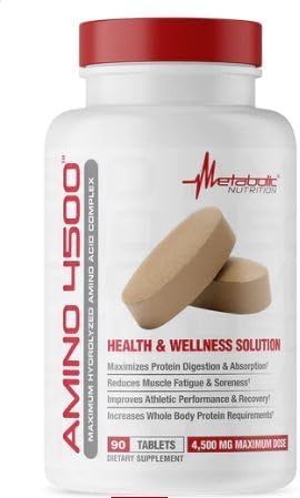 Metabolic Nutrition Amino 4500 tabletas Complejo de aminoácidos hidrolizados de potencia máxima 4500mg (90)