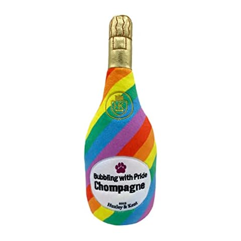 Huxley & Kent for Dogs | Bubbling with Pride Chompagne (Large) | Power Plush Dog Toy with Squeaker | Funny Dog Gift | Fun, Durable, and Safe | H&K Squeaky Dog Toys Cover