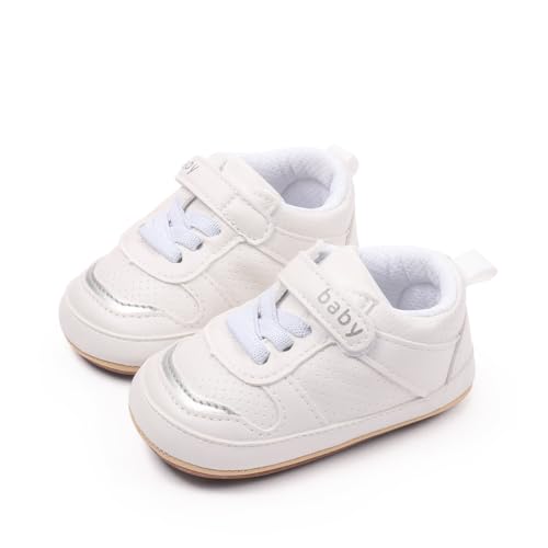 Unisex Baby Boys Girls Rubber Sole Leather Sneakers, Sport Newborn Infant First Walkers Shoes