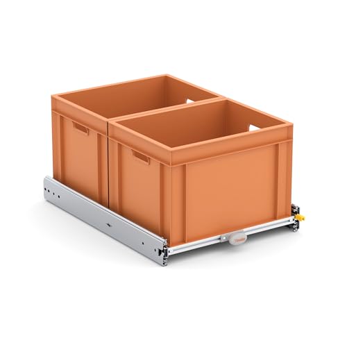 Tinobu Heckauszug Eurobox 60x40 cm - Eurobox-Auszug für Camper und Wohnmobil, für Eurobox 60x40 auch 30x40, Schwerlastschienen mit Verriegelung