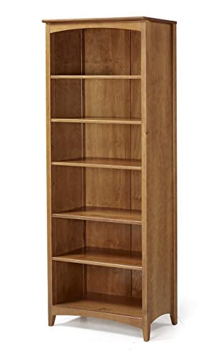 Camaflexi Shaker Style 6 Shelf Bookcase / Solid Wood / 72 Inch Tall / Adjustable Shelving / Closed Back / Display Bookshelf For Living Room, Bedroom, Home And Office, Cherry #TOP3