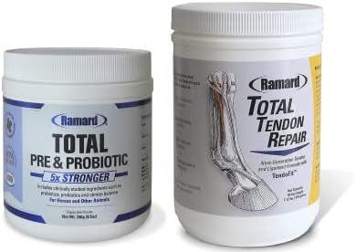 Ramard Total Prebiotic and Probiotic Equine Formula & Total Tendon Repair — Advanced Digestive Health Supplement for Foals and Adult Horses— Probiotics for a Healthy Gut — Ligament, Tendon Supplements