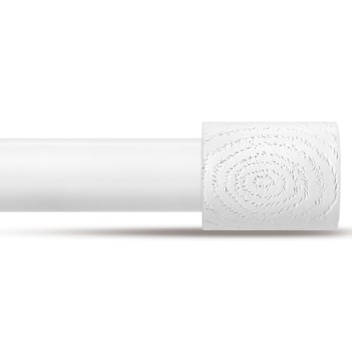 JRZOO White Curtain Rod for Window 48 to 84 Inches 1 Inch Heavy Duty Adjustable Decorative Drapery Rod with Imitation Wooden Grain Cap Finials Size:36-88 White Wood