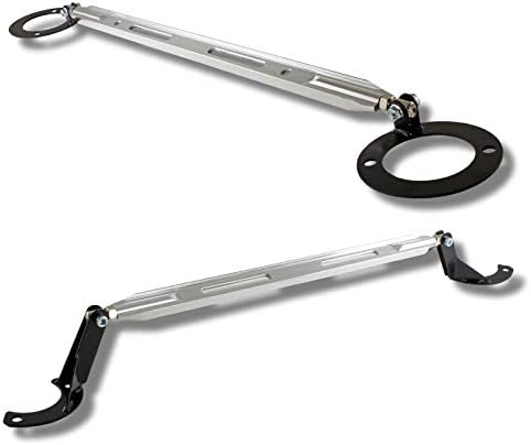 EPARTS Aluminum Front + Rear Upper Tower Brace Strut Bar Racing Stabilizer Silver Compatible with 1992-2001 Honda Prelude