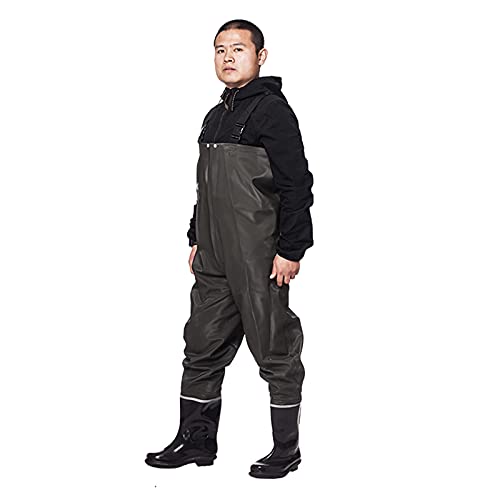Vissende Borstwaders Dikke PVC 100% Waterdichte Vliegvissen Waders Met Laarzen Hunting Bootfoot Met Cleated Solefor Mannen En Vrouwen,zwart,42 EU - Image 4
