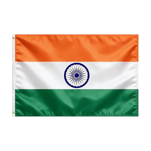 VELIFFCO Indian Flag Flag of India 3x5 Ft - Polyester Lightweight Flags with 2 Brass Grommets for Indian Party Decorations Sports Events Decorations