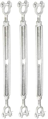 Indusco 93900421 Hot Dipped Drop Forged Galvanized Steel Jaw and Jaw Turnbuckle, 5200 lbs Working Load Limit, 3/4 Threaded Diameter x 18 Take Up, 29 Length (3)