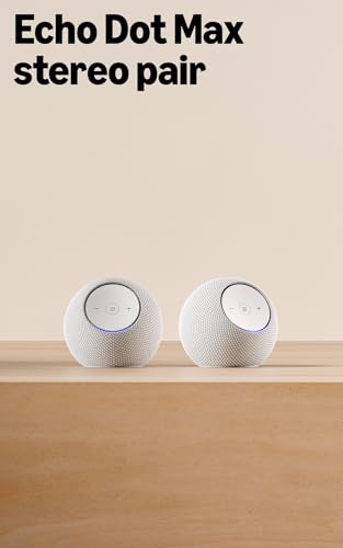 Image of Echo Dot Max (newest model) stereo pair, Glacier White