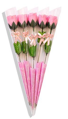 Sevenriver Handgemachte koreanische Seife Rose rosa in Geschenkverpackung mit Schleife, 5 Stück