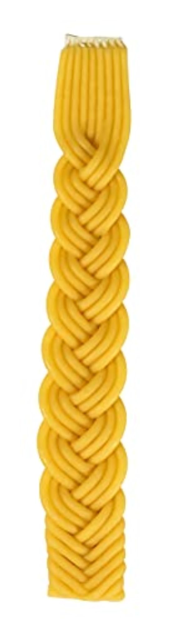 Rounded Braid Beeswax Havdalah Candle, Hand Dipped Judaica Gift