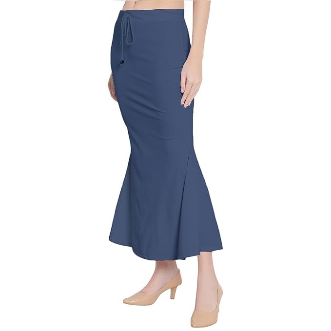 Image of Saree Shapewear Petticoat for Women Cotton Blended Lycra Shaper Petticoat with Elastic & Lace (Drawstring) Long Under Skirt Fishcut Wrinkle Free Shapewear
