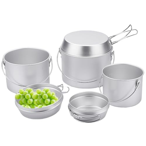 Juego de utensilios de cocina para acampar, juego de ollas y sartenes para acampar, kit de utensilios de cocina al aire libre para senderismo | Kit de utensilios de cocina de camping multifuncional