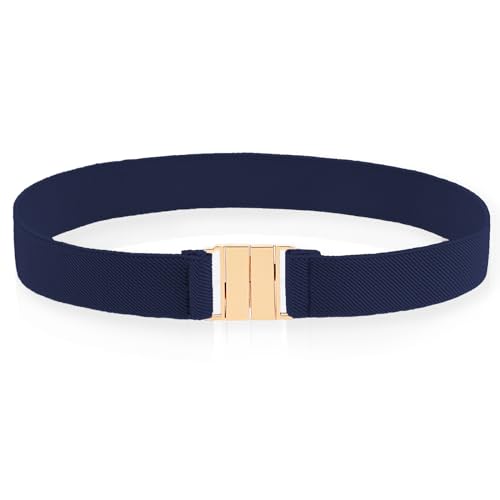 Molain Breiter elastischer Gürtel für Frauen, Unsichtbarer Damengürtel, verstellbarer elastischer Gürtel mit flacher Schnalle Langlebig Elastischer Gürtel für Jeans Hosen Kleid (Dunkelblau)