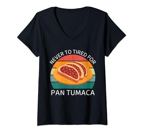 Mujer Vintage Nunca Cansado Para Pan Tumaca Retro Pan Tumaca Amante Camiseta Cuello V