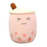 Uteruik Peluche Boba Milk Tea, Douce et Mignonne, en Forme de Coussin, avec Tasse de thé en Peluche, Cadeau de 24 cm (#B)