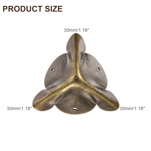 Image of uxcell 12 Pcs Box Edge Guard, 30mm Decorative Box Corner Cover, Corner Protector, Vintage Stair Dust Corners with Screws, Bronze