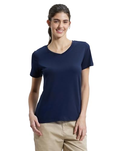 Image of Jockey AW89 Women Super Combed Cotton Rich Fabric Relaxed Fit V-Neck Half Sleeve T-Shirt