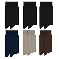 MASH Kit 6 Pares Meia Social Canelada Cano Longo Masculina Adulto Algodão Poliamida, 1 Azul - 1 Caqui - 1 Marrom - 3 Preto, 39-43