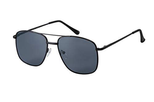 La Optica B.L.M. Sonnenbrille Herren Polarisiert Damen Retro Pilotenbrille Fliegerbrille Schwarz - Brillenbeutel Brillenputztuch - Gläser Grau Cover