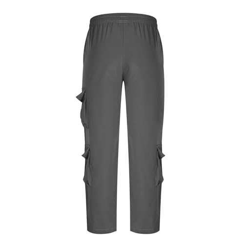Cargo Pants for Men Casual Drawstring Elastic Waist Wide Leg Pant Comfy Work Trouser Dress Pant with Multi Pockets4