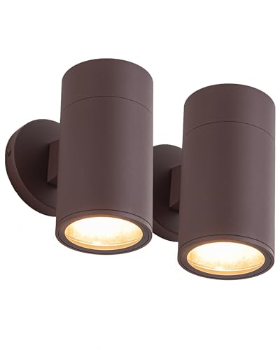 Image of Ken & Ricky Modern Aluminum Outdoor Wall Sconce Lights,Brown Color,2 Pack