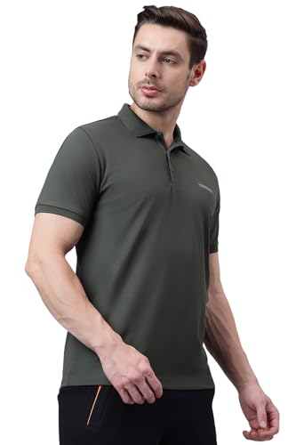 Image of Van Heusen Men Solid Regular Fit Polo T-Shirt - Anti Stat, Swift Dry, Half Sleeves