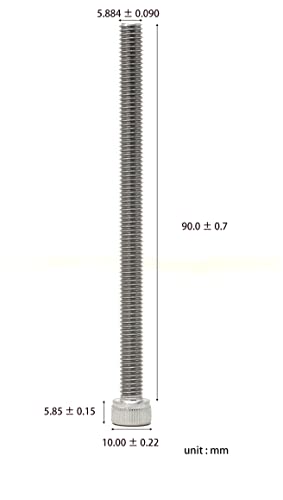 Image of iexcell 10 Pcs M6 x 90mm Thread Pitch 1 mm Stainless Steel 304 Hex Socket Head Cap Screws Bolts Kit
