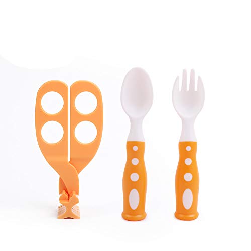 Baby Training Spoon Fork Set and Portable Food Scissor Cutter, Toddler Fork &Toddler