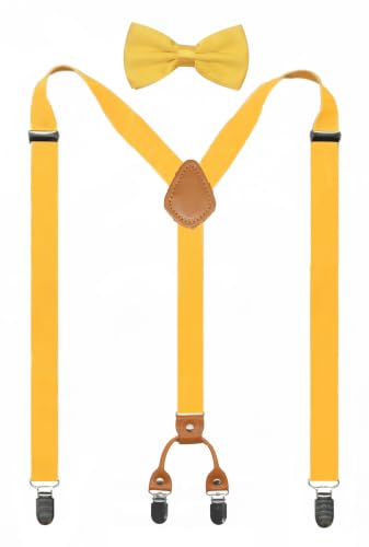 Image of Men's Suspenders Bowtie Set Elastic Y Shape Style Women's Suspenders Bowtie For Wedding&Formal Events