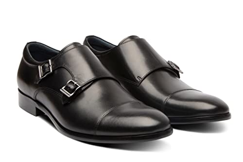 Blake McKay Miles Men's Dress Shoe Leather Double Monk Cap Toe. Monkstrap with a Breathable Leather Lining, Ortholite Insole, and Durable Rubber Sole.2