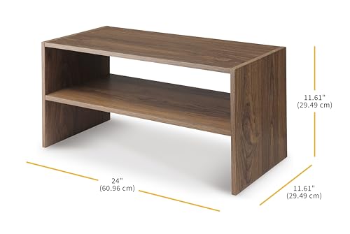 Whitmor 木製 積み重ね可能 2段 シューズラック ウォールナット 24インチ