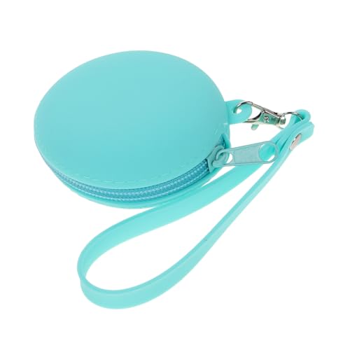 NOLITOY Portable Silicone Coin Pouch Lightweight Round Change Purse with Zipper and Drop-resistant Cash Holder for Boy Girl Women and Men Green