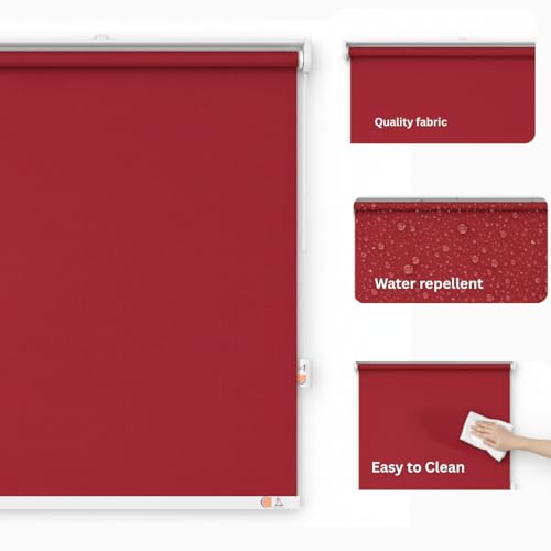 Image of 100% Blackout Roller Blinds for Windows | UV Protection & Thermal Insulated Fabric | Privacy Window Shades for Home & Office | Easy Install