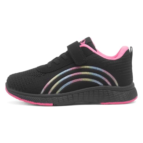 XL Girls Black Glitter Rainbow Easy Fasten Trainer - Size 12 Child UK - Black