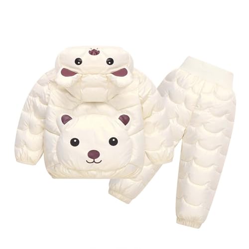 2 Piece Snowsuit Kids Boy Girl Winter Puffer Pants and Puffer Jackets Set Lightweight Cute Bears Down Coat Ski Suit2