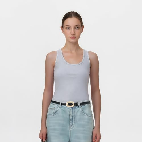 Thin Fashion Genuine Leather Belts Skinny Waist Belt with Gold Silver Buckle2