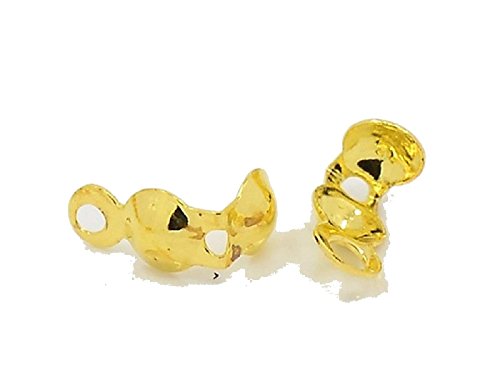 100 EMBOUTS CACHE NOEUDS A PLIER METAL DORE 9 x 3 mm BOUCLE OUVERTE (8,58 GRS) - LIVRAISON GRATUITE - CREATION BIJOUX PERLES