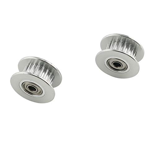 E-Outstanding 2Pcs 20 Teeth 3Mm Bore Idler Timing Pulley With Bearing 2Gt Aluminium Alloy H Type Gt2 Synchronous Wheel For 6Mm Width Belt 3D Printer Cnc Mechanical Drive Silver #TOP2