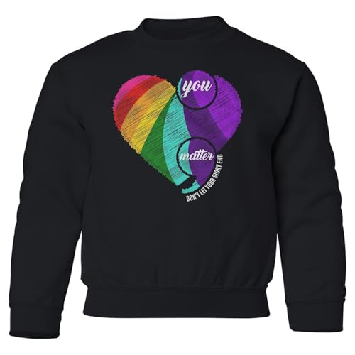You Matter - Colorful Heart Mental Health Awareness Youth Crewneck Sweatshirt
