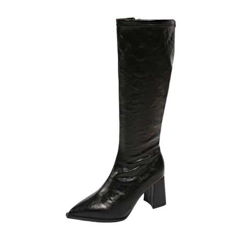 Bottes de chevalier pour femme en noir taille 37 avec bout pointu et zip