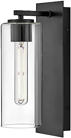 Lark Lane 83370BK Single Wall Sconce, Cylindrical Clear Glass Shade, Black
