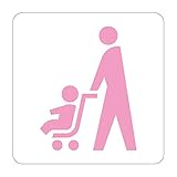 トイレ ベビーカーも入れます 高耐候性ステッカー ライトピンク マークのみ 150X150mm