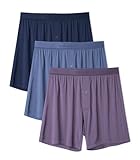 DAVID ARCHY Ultra Soft Modal Underwear Mens Boxer Shorts Loose Breathable Boxers for Men 3 Pack(L,Moonlight Blue/Navy Blue/Gray Violet)