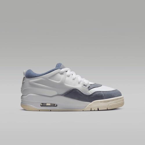 Air Jordan 4 RM Big Kids' Shoes (FQ7938-101, White/Diffused Blue/Ashen Slate/Prism Pink)3